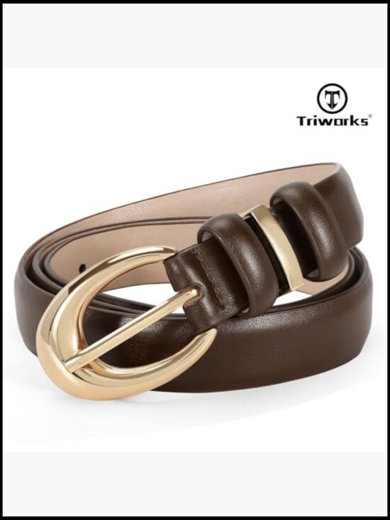 Women\'s Faux Leather Belt Set with Gold Buckle for Jeans and Pants main image 4